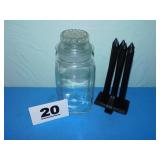 GLASS CANNISTER & (6) CANDLE MOLD