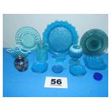 LOT OF FENTON AND OTHER BLUE GLASS LOT OF FENTON AND OTHER BLUE GLASS