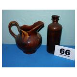 STONEWARE PITCHER & BOTTLE