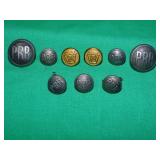LOT OF (9) PRR BUTTONS (2)-15/16IN & (7)-5/8IN LOT OF (9) PRR BUTTONS (2)-15/16IN & (7)-5/8IN