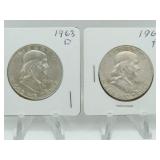 2 - 1963 BEN FRANKLIN HALF DOLLARS 2 - 1963 BEN FRANKLIN HALF DOLLARS