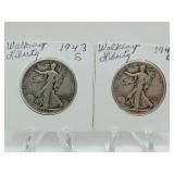 1943S, 1943D WALKING LIBERTY HALF DOLLARS 1943S, 1943D WALKING LIBERTY HALF DOLLARS