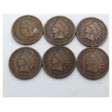 6 - INDIAN HEAD PENNIES, 1901 - 1907