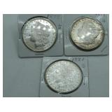 1879S, 1880S, 1881S MORGAN SILVER DOLLARS