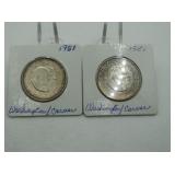 2 - 1951 CARVER/WASHINGTON COMMEMORATIVE COINS 2 - 1951 CARVER/WASHINGTON COMMEMORATIVE COINS