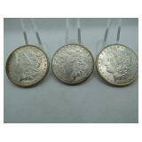 3 - 1886 MORGAN SILVER DOLLARS