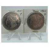 1921P & 1921D MORGAN SILVER DOLLARS 1921P & 1921D MORGAN SILVER DOLLARS