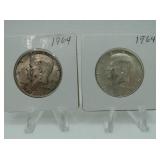 2 - 1964 KENNEDY HALF DOLLARS