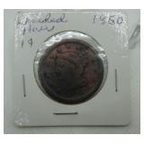 1850 BRAIDED HAIR LARGE CENT 1850 BRAIDED HAIR LARGE CENT
