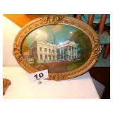 CONVEX GLASS REVERSED WHITEHOUSE PAINTING