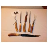 (2) ANTLER HANDLED CARVING SETS (2) ANTLER HANDLED CARVING SETS