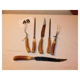 (2) ANTLER HANDLED CARVING SETS