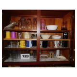 KITCHEN CUPBOARD LOT -GLASSES & MORE