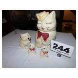 CAT COOKIE JAR, CREAMER & S&P