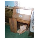 OAK LADIES DROP FRONT DESK, NEEDS TLC