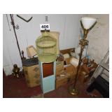 BIRD CAGE & CORNER CONTENTS, LAMPS ETC. BIRD CAGE & CORNER CONTENTS, LAMPS ETC.