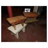 (4) SMALL WOODEN BENCHES