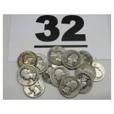 12 SILVER WASHINGTON QUARTERS 12 SILVER WASHINGTON QUARTERS