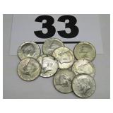 9  SILVER-CLAD KENNEDY HALF DOLLARS