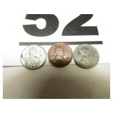 2 - 1943 STEEL PENNIES, 1920 WHEAT PENNY 2 - 1943 STEEL PENNIES, 1920 WHEAT PENNY