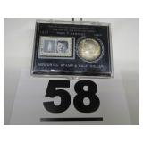 1964 KENNEDY SILVER HALF & MEMORIAL POSTAGE STAMP