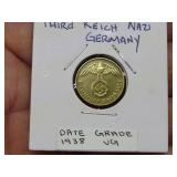 1938 THIRD REICH NAZI GERMANY COIN 1938 THIRD REICH NAZI GERMANY COIN