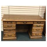 Oak Knee Hole Desk, 56"w x 26"d x 30"h