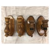 2 Sets of Wooden Wall Candle Holders