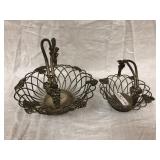 2 Metal Baskets with grape & leaf pattern