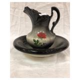 Ceramic Wash Bowl (10"d) & Pitcher (7.5")