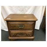 Modern Oak 2 Drawer Night Stand, 27.25"w x 17"d x Modern Oak 2 Drawer Night Stand, 27.25"w x 17"d x