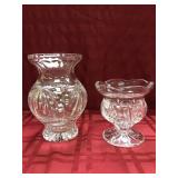 2 Lead Crystal Vases, 8", 5.5" 2 Lead Crystal Vases, 8", 5.5"