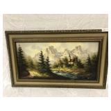 Oil On Canvas by Buron, 40" x 23.5" Oil On Canvas by Buron, 40" x 23.5"