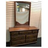 Maple Dresser, 7 Drawers, 54"w x 19.25"d x 32"