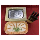 3 Items - Aluminum Bread of Life Platter with