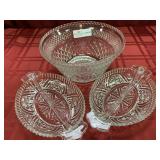 3 Pattern Glass Items - Bowl (5"h x 9.5"d),