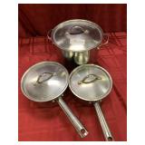 3 Piece Ekco Eterna Stainless Cookware with Lids, 3 Piece Ekco Eterna Stainless Cookware with Lids,