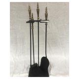 4 piece black fireplace set