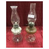 Pair of unmatched oil lamps Pair of unmatched oil lamps