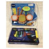 2 items - VTech KidiBeats Drum Set (box beat up)