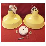 Vintage Pair of Enameled Steel Light Fixtures
