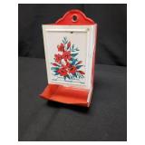 Vintage Tin Match Holder Red/White