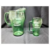 Green Coca-Cola Whataburger Cowboy Pitcher & Glass