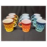 Nine Fire King Kimberly Diamond Coffee Mugs