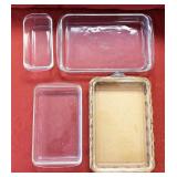 Four Clear Glass Pyrex Baking Dishes