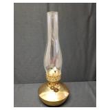 Brass Oil Lamp w/ Oval Chimney - England