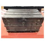 Large Wood & Banded Metal Trunk - Black
