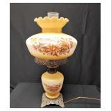 Vintage 2-Bulb Lamp Glass Lamp w/ Chimney & Shade