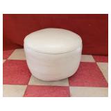 Small White Leather Ottoman On Casters