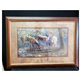 Home Interiors Deer Print - Matted & Framed